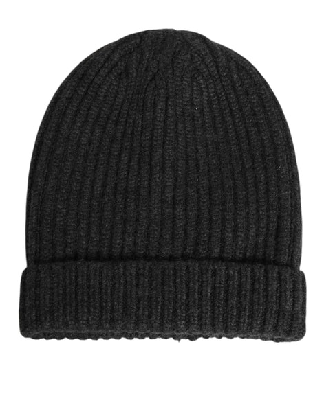 Dolce & Gabbana Black Cashmere Knitted Beanie Men Capello Hat Dolce & Gabbana
