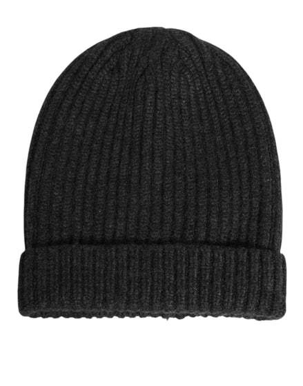 Dolce & Gabbana Black Cashmere Knitted Beanie Men Capello Hat Dolce & Gabbana