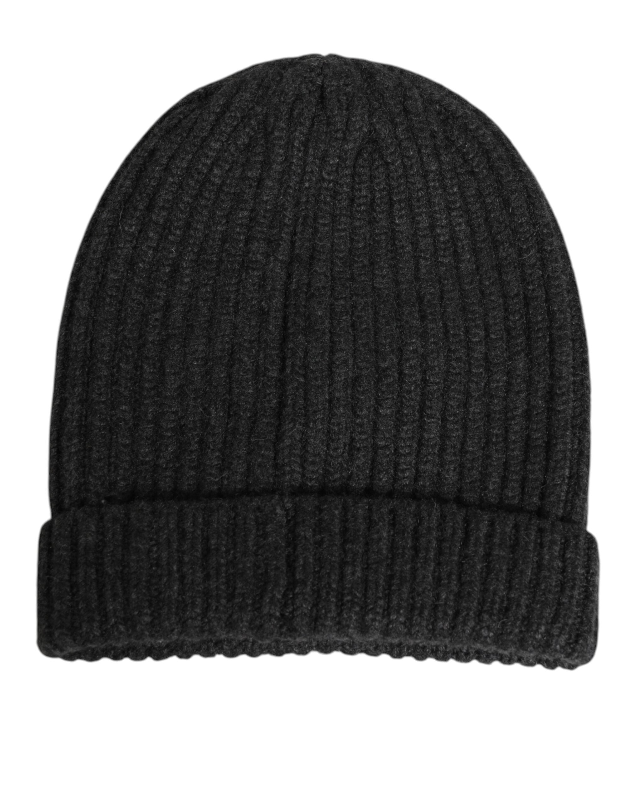Dolce & Gabbana Black Cashmere Knitted Beanie Men Capello Hat Dolce & Gabbana