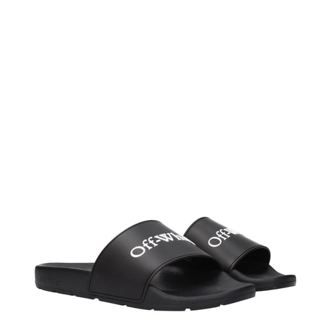 Off-White Black Cotton Slippers Off-White