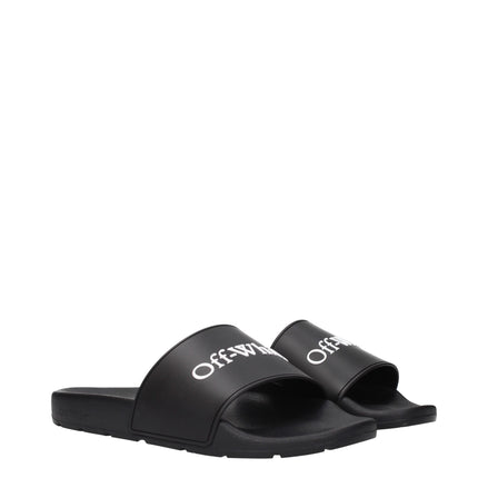 Off-White Black Cotton Slippers Off-White