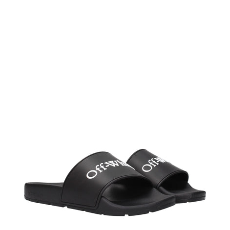 Off-White Black Cotton Slippers Off-White