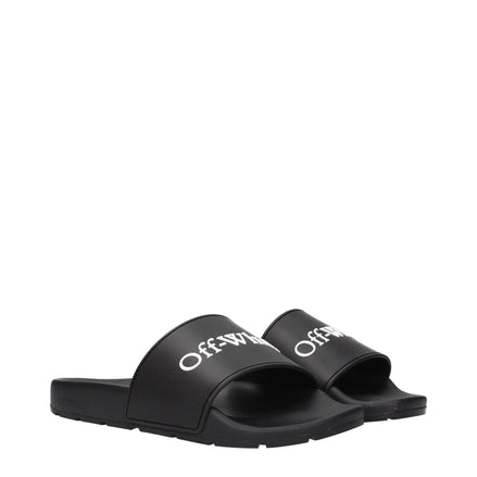 Off-White Black Cotton Slippers Off-White