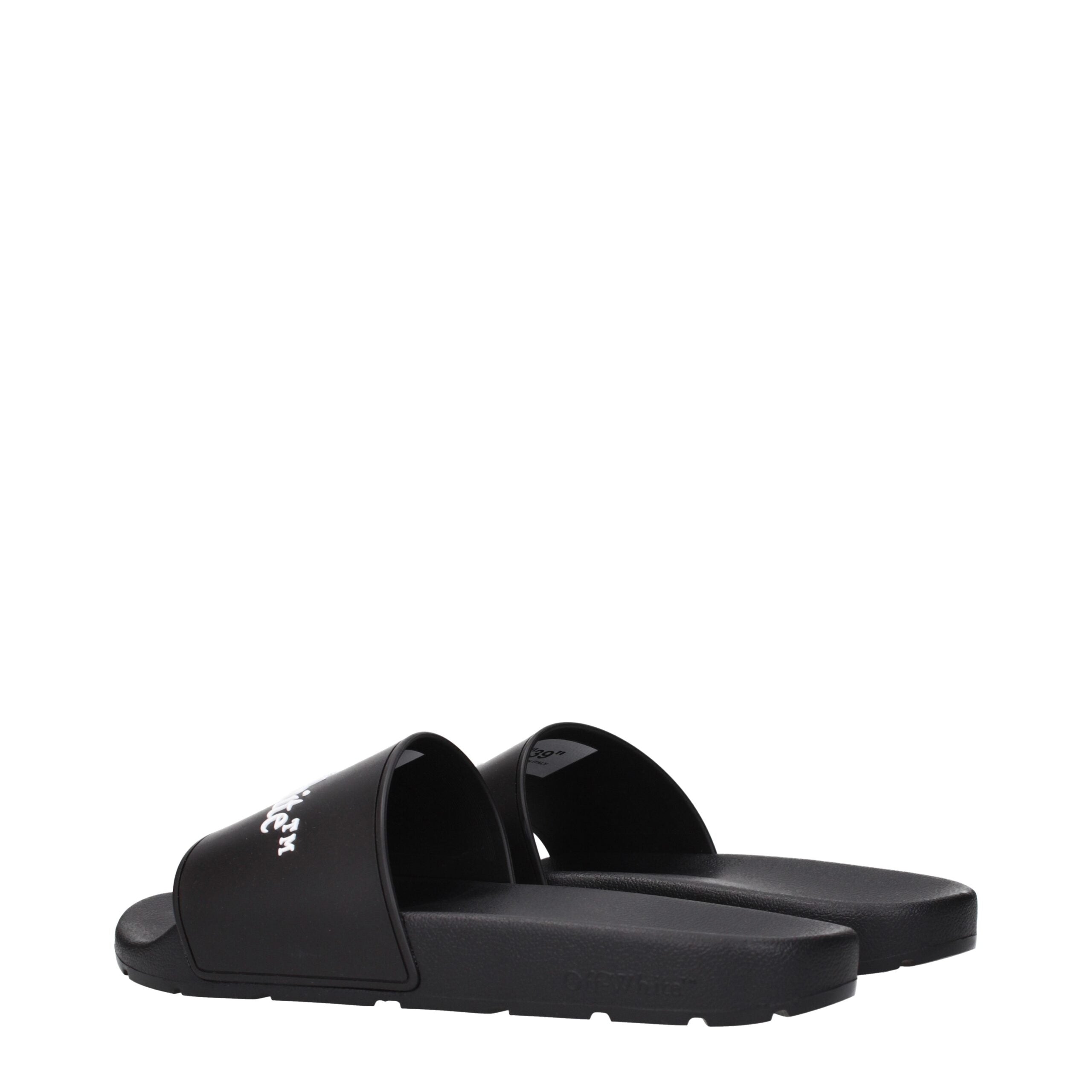 Off-White Black Cotton Slippers Off-White