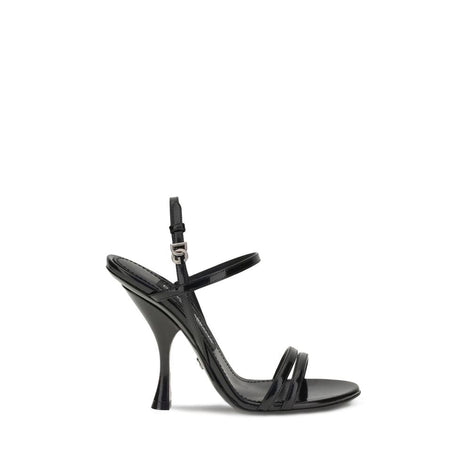 Dolce & Gabbana Black Calf Leather Bos Taurus Stiletto Heel Sandals Dolce & Gabbana