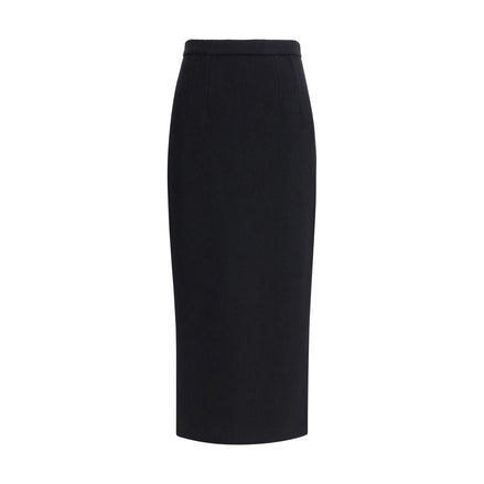 Dolce & Gabbana Black Fleece Wool Long Skirt Dolce & Gabbana