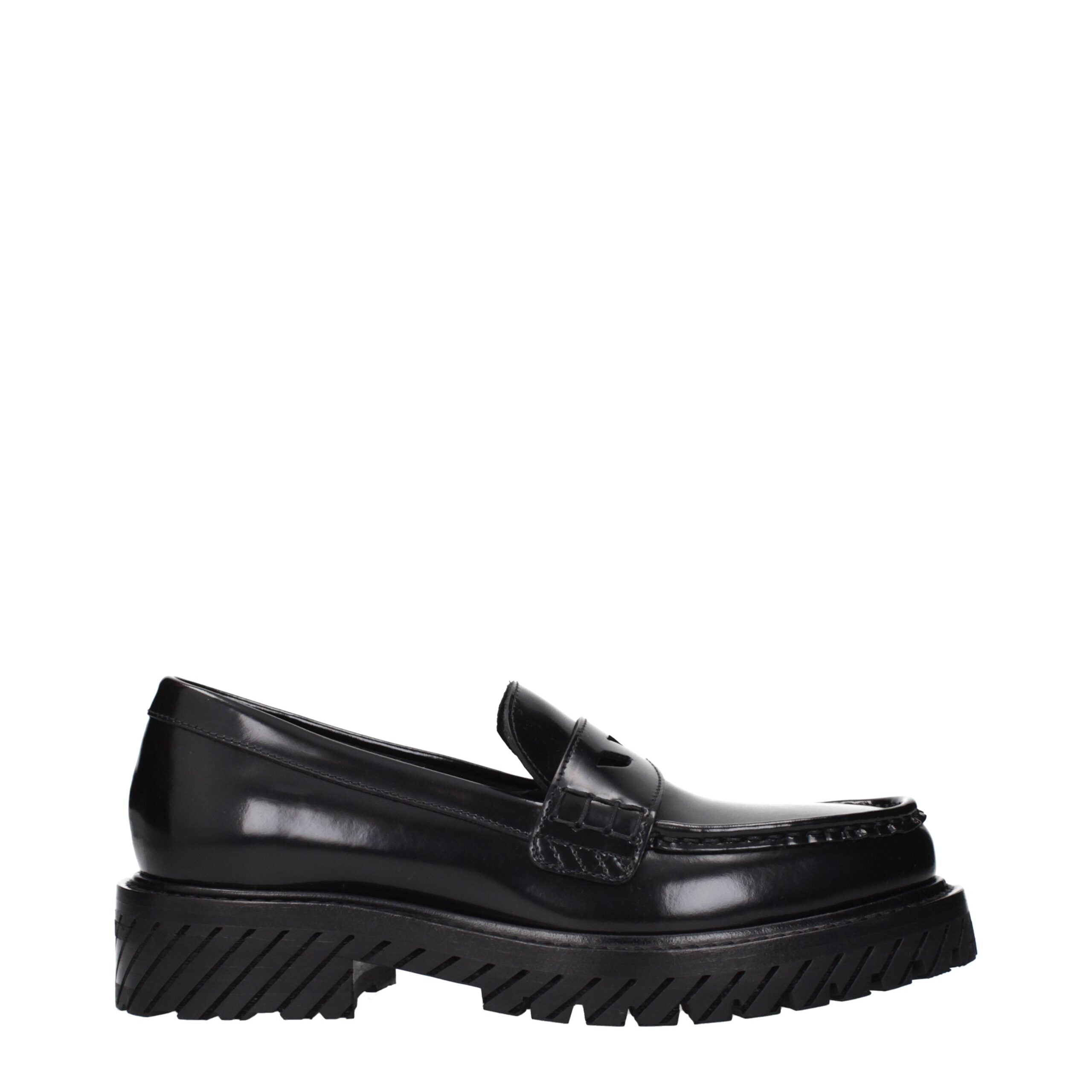 Off-White Black Leather Slip-On Loafers Off-White