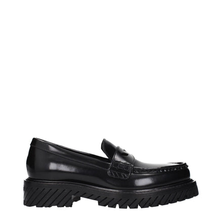 Off-White Black Leather Slip-On Loafers Off-White