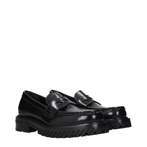 Off-White Black Leather Slip-On Loafers Off-White