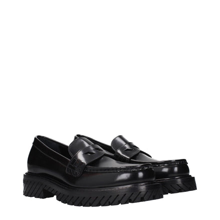 Off-White Black Leather Slip-On Loafers Off-White