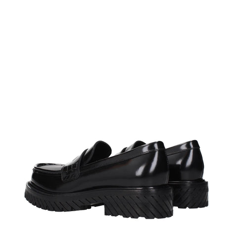 Off-White Black Leather Slip-On Loafers Off-White