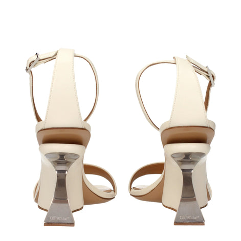 Off-White Beige Leather Platform Sandals Off-White