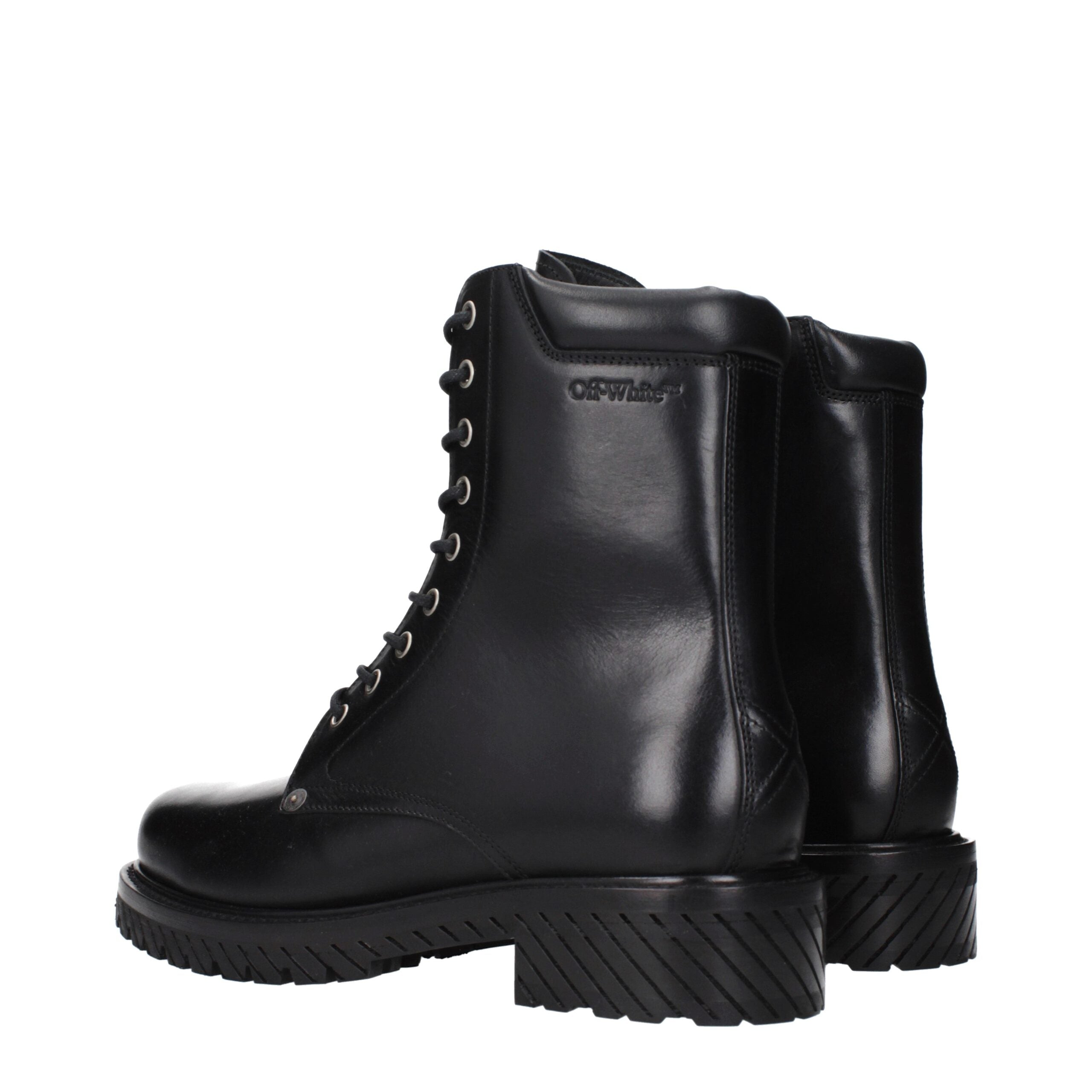 Off-White Black Leather Ankle Boots Off-White