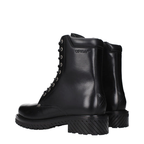 Off-White Black Leather Ankle Boots Off-White