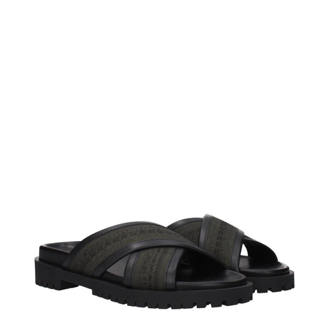 Off-White Green Fabric Flat Sandals Off-White