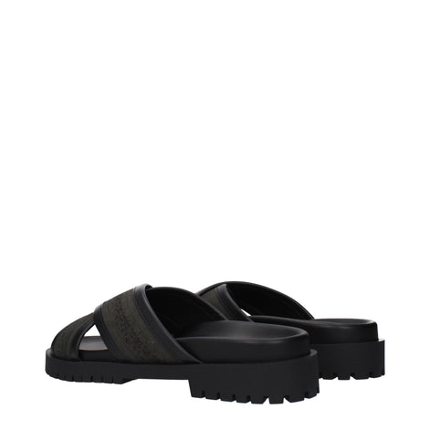 Off-White Green Fabric Flat Sandals Off-White
