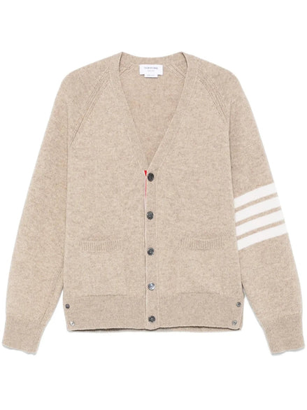 Thom Browne Shetland Wool 4-Bar Relaxed Fit V Neck Cardigan Thom Browne