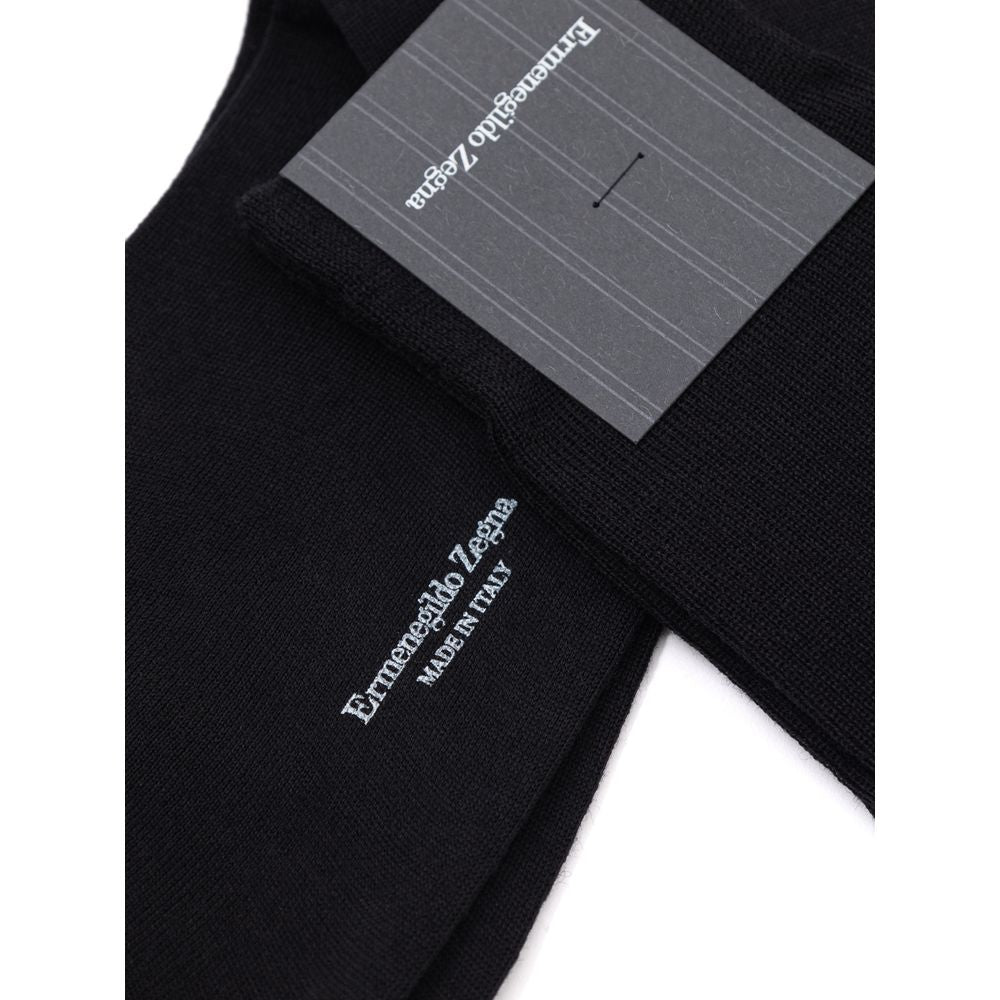 ZEGNA Black Wool Socks ZEGNA