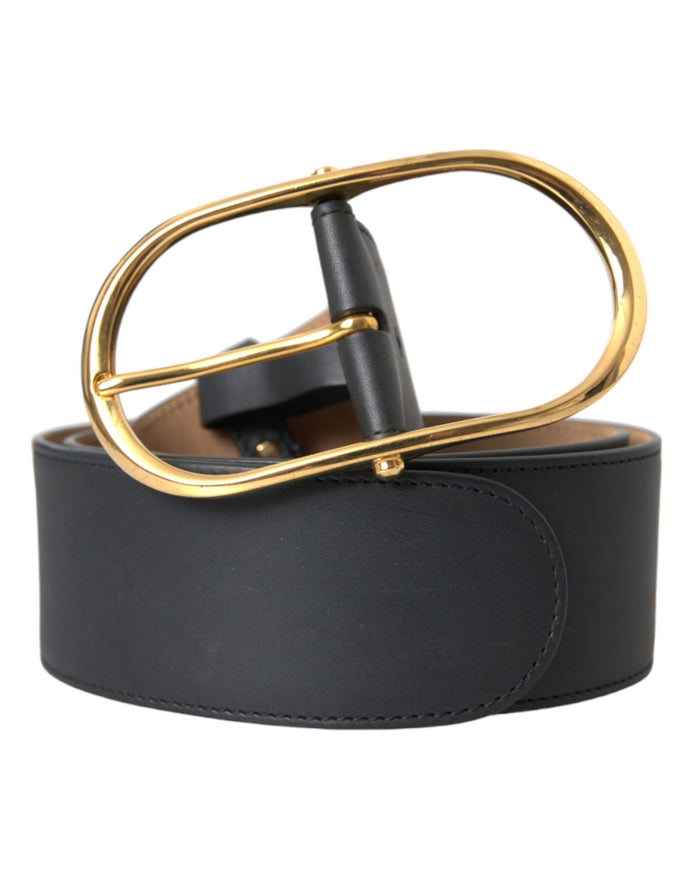 Dolce & Gabbana Black Leather Classic Metal Oval Buckle Belt Dolce & Gabbana