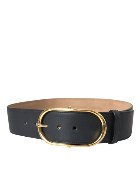 Dolce & Gabbana Black Leather Classic Metal Oval Buckle Belt Dolce & Gabbana