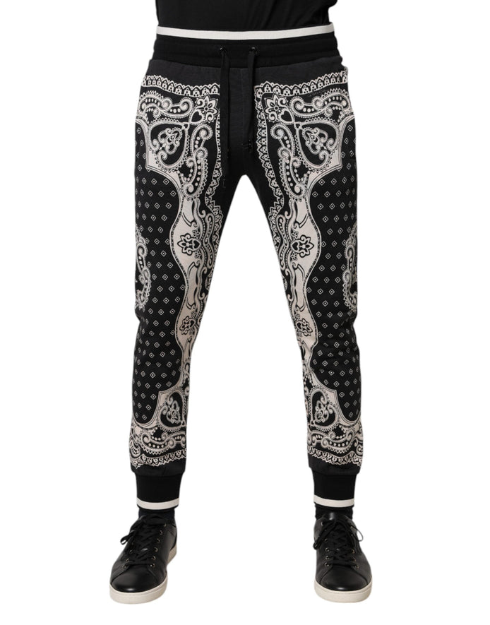Dolce & Gabbana Black Cotton Bandana Jogger Sweatpants Pants Dolce & Gabbana