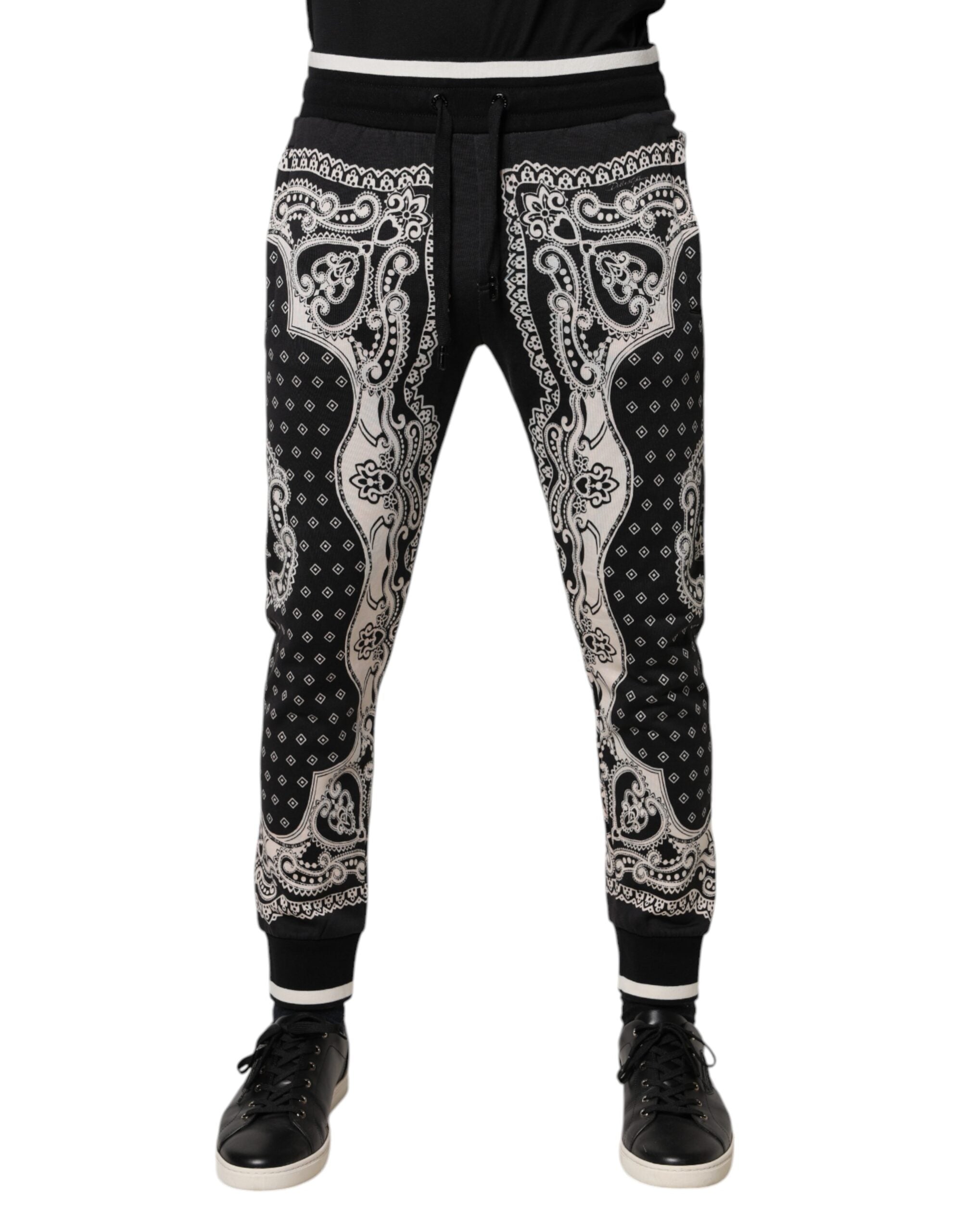 Dolce & Gabbana Black Cotton Bandana Jogger Sweatpants Pants Dolce & Gabbana