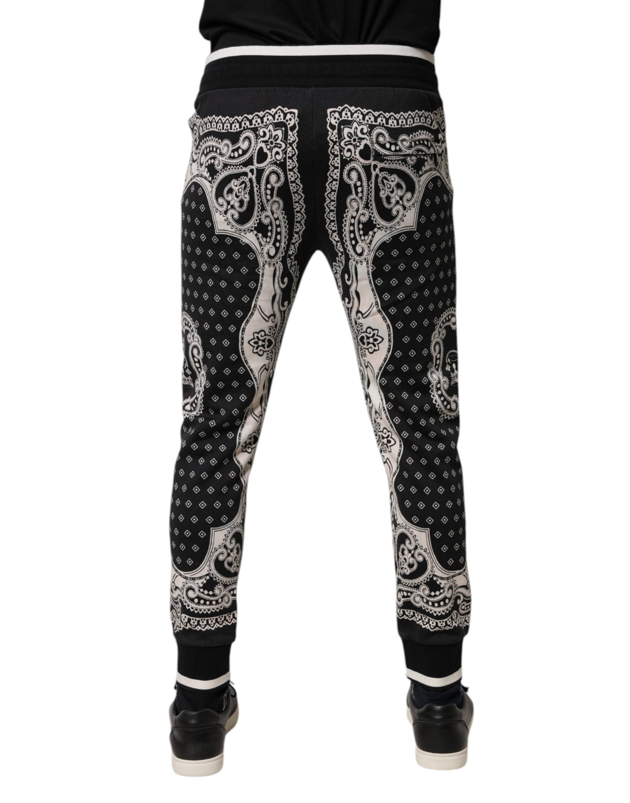 Dolce & Gabbana Black Cotton Bandana Jogger Sweatpants Pants Dolce & Gabbana