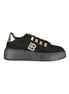 Laura Biagiotti Black Polyester Women Sneaker with Gold Detail and Rhinestone Accents Laura Biagiotti