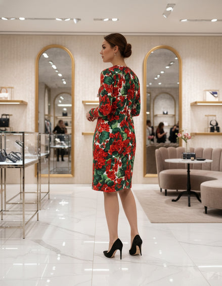 Dolce & Gabbana Multicolor Floral Short Portofino Dress Dolce & Gabbana