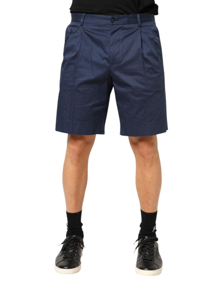 Dolce & Gabbana Blue Cotton Stretch Mid Waist Bermuda Shorts Dolce & Gabbana