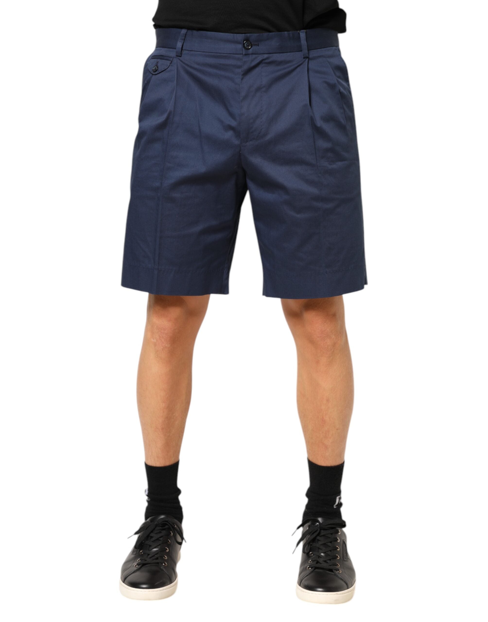 Dolce & Gabbana Blue Cotton Stretch Mid Waist Bermuda Shorts Dolce & Gabbana