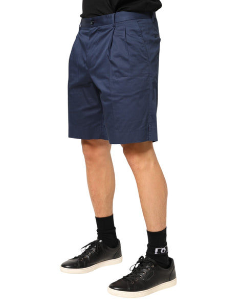 Dolce & Gabbana Blue Cotton Stretch Mid Waist Bermuda Shorts Dolce & Gabbana