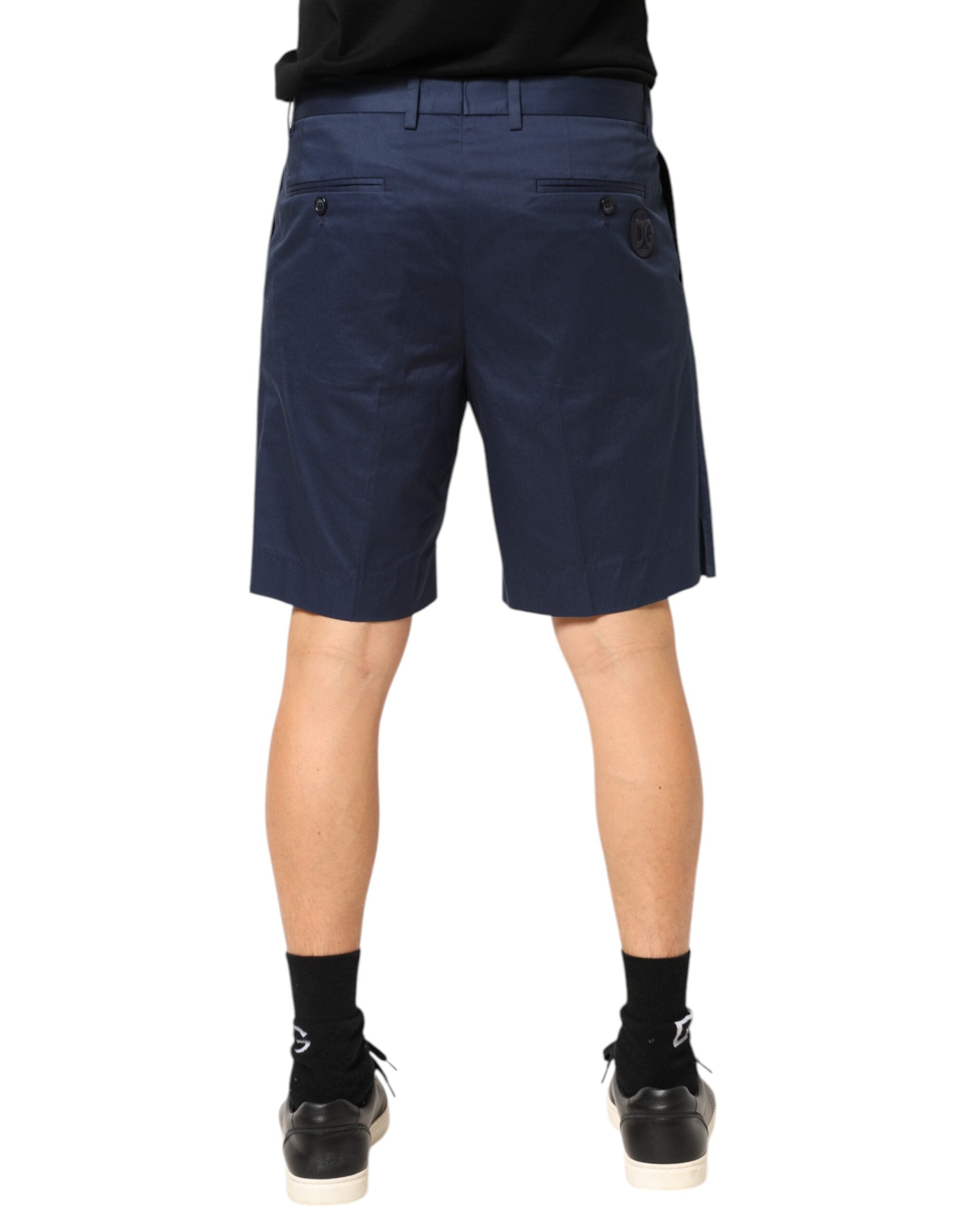Dolce & Gabbana Blue Cotton Stretch Mid Waist Bermuda Shorts Dolce & Gabbana