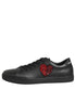 Dolce & Gabbana Black Leather Crystal Heart Sneakers  Shoes Dolce & Gabbana