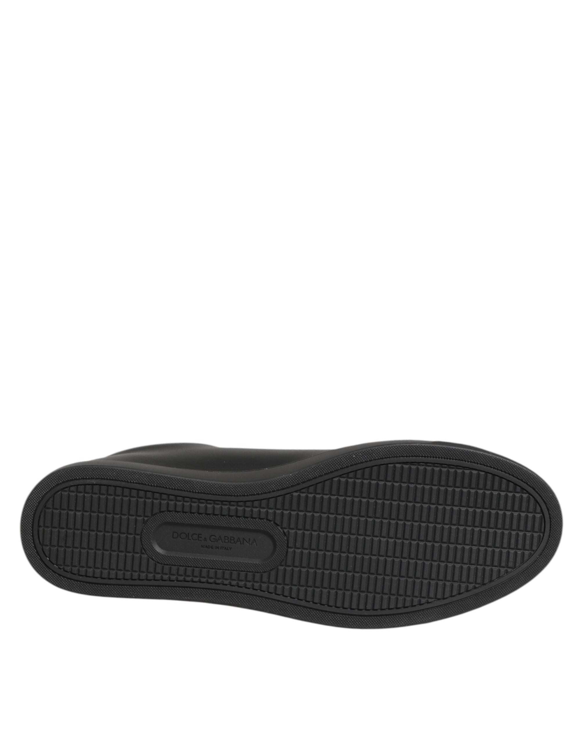 Dolce & Gabbana Black Leather Crystal Heart Sneakers  Shoes Dolce & Gabbana