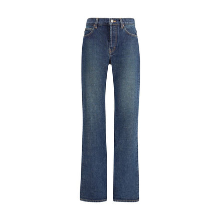 Saint Laurent Blue Cotton Straight-Leg Jeans Saint Laurent