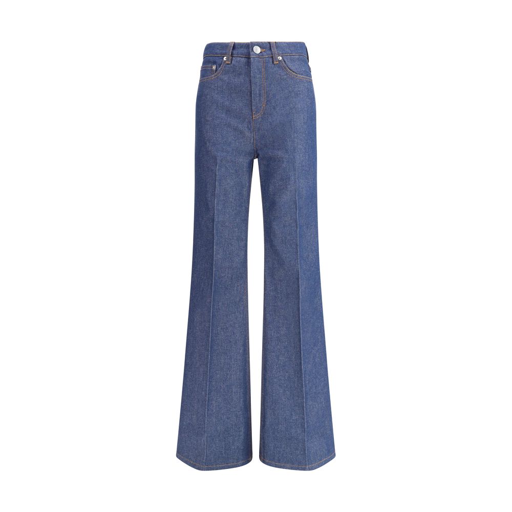 Ami Paris Blue Cotton Flared Jeans Ami Paris