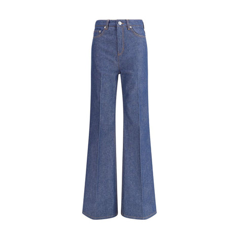 Ami Paris Blue Cotton Flared Jeans Ami Paris