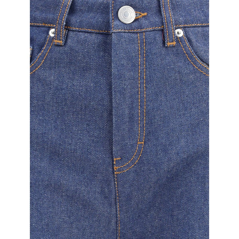 Ami Paris Blue Cotton Flared Jeans Ami Paris