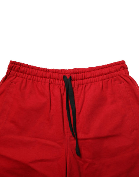 Dolce & Gabbana Red Cotton MidWaist Drawstring Bermuda Pants Dolce & Gabbana