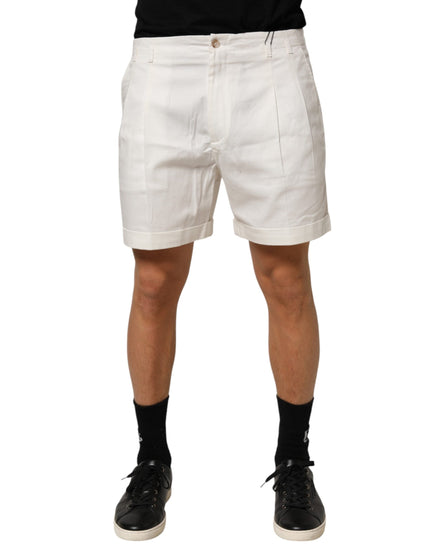 Dolce & Gabbana White Cotton Mid Waist Men Bermuda Shorts Dolce & Gabbana