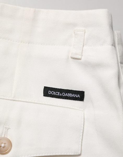 Dolce & Gabbana White Cotton Mid Waist Men Bermuda Shorts Dolce & Gabbana