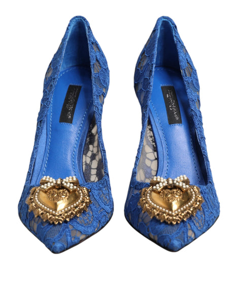 Dolce & Gabbana Blue Taormina Lace DEVOTION Pumps Shoes \ Dolce & Gabbana