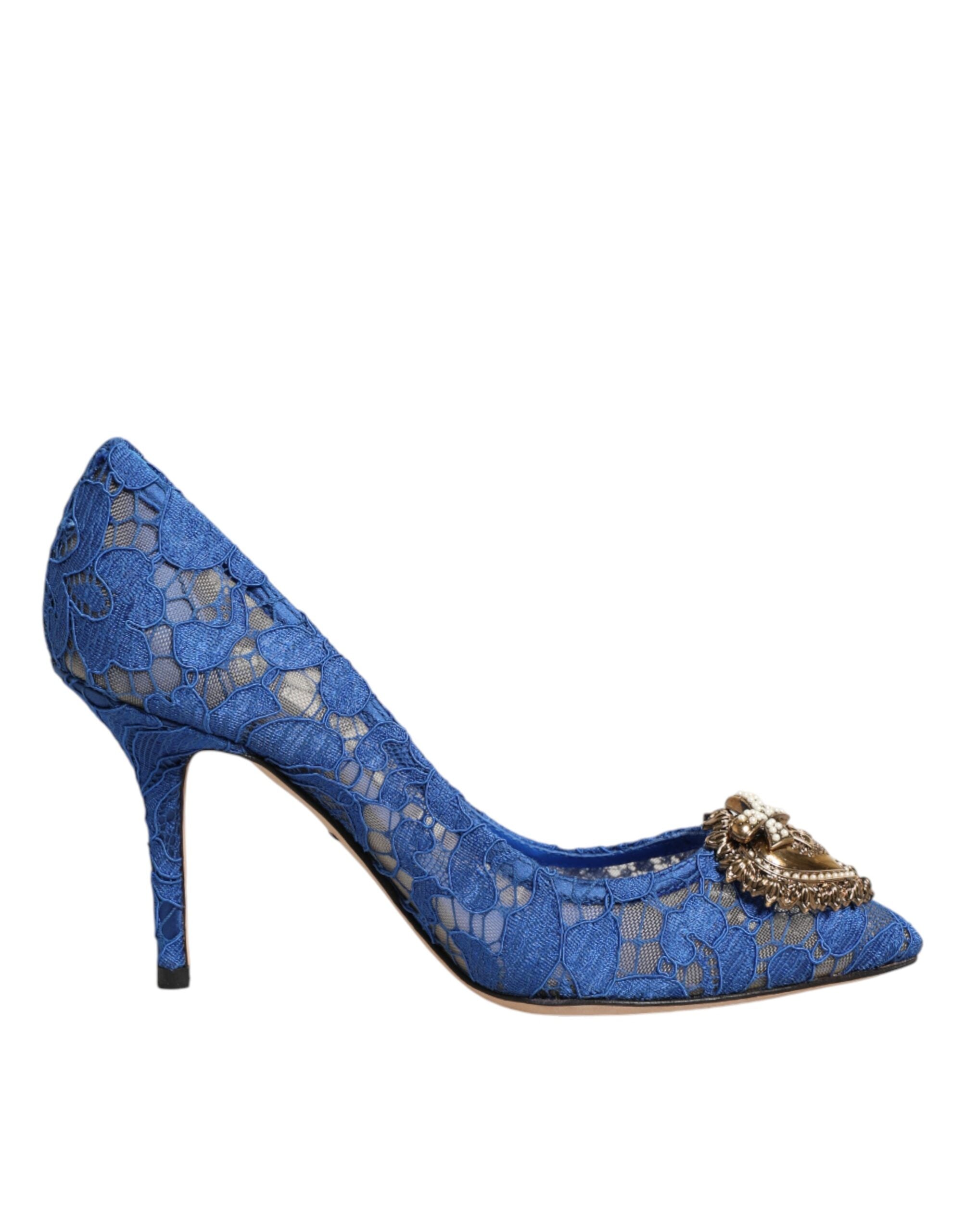 Dolce & Gabbana Blue Taormina Lace DEVOTION Pumps Shoes \ Dolce & Gabbana