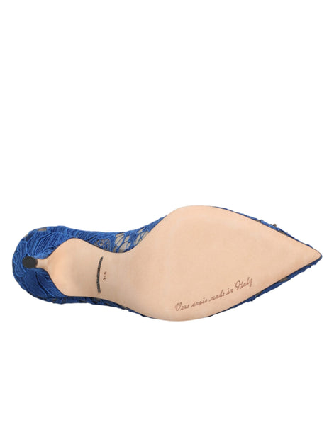 Dolce & Gabbana Blue Taormina Lace DEVOTION Pumps Shoes \ Dolce & Gabbana