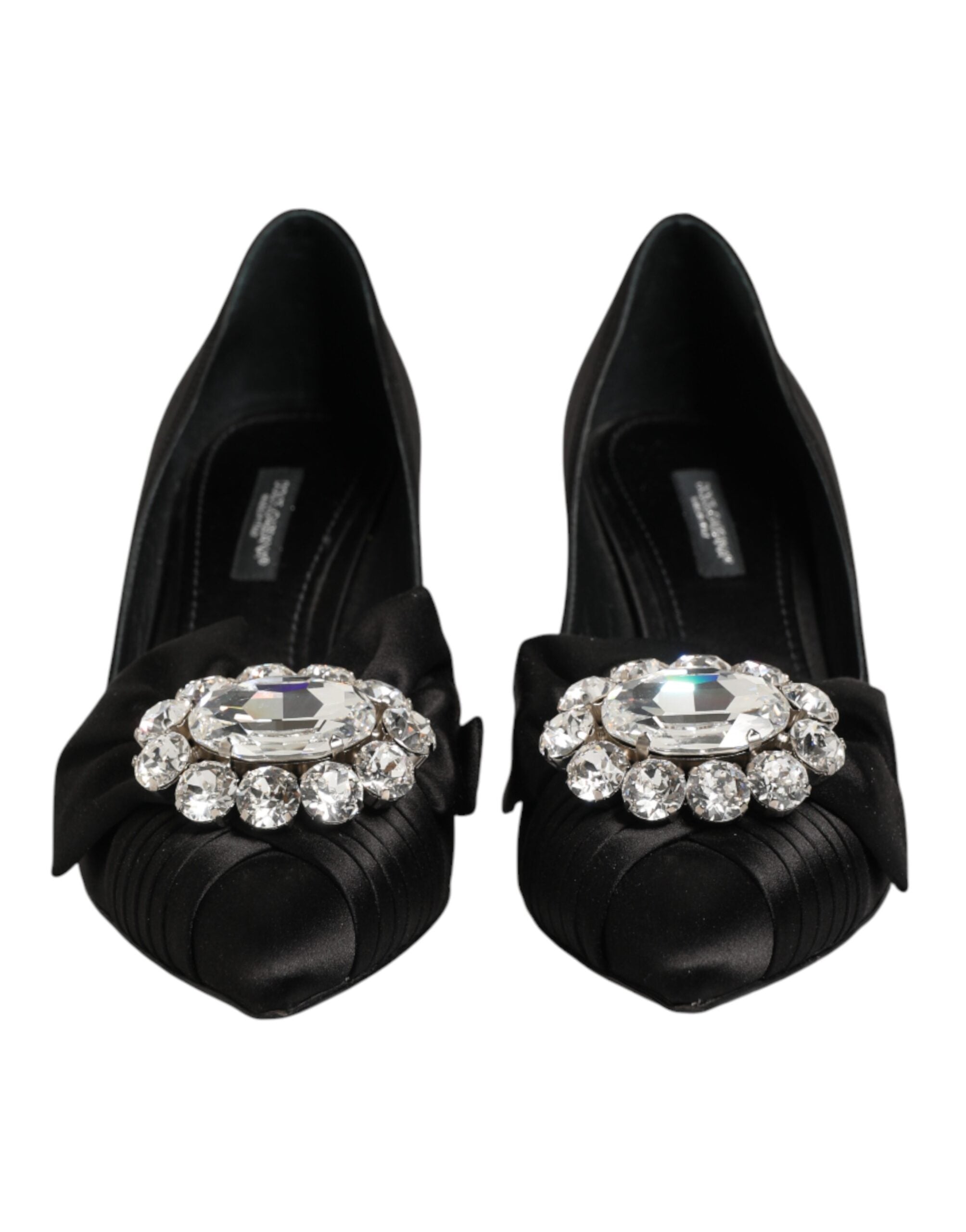 Dolce & Gabbana Black Satin Bow Crystal Embellishment Pumps Shoes Dolce & Gabbana
