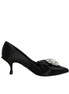 Dolce & Gabbana Black Satin Bow Crystal Embellishment Pumps Shoes Dolce & Gabbana