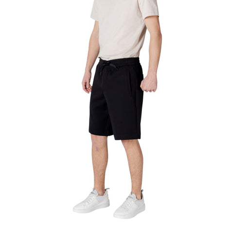 Armani Exchange Black Cotton Bermuda Shorts Armani Exchange