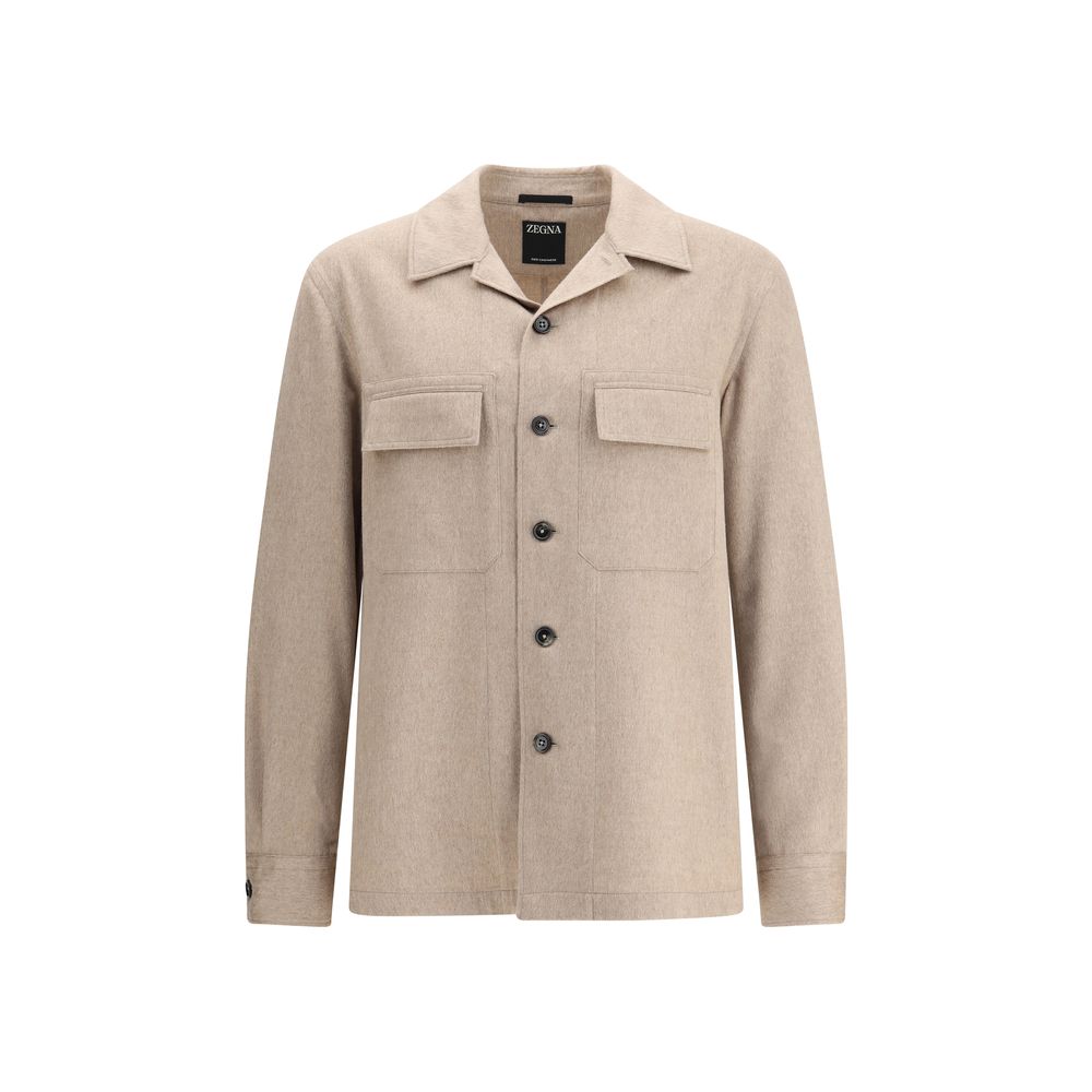 ZEGNA Beige Cashmere Coat ZEGNA