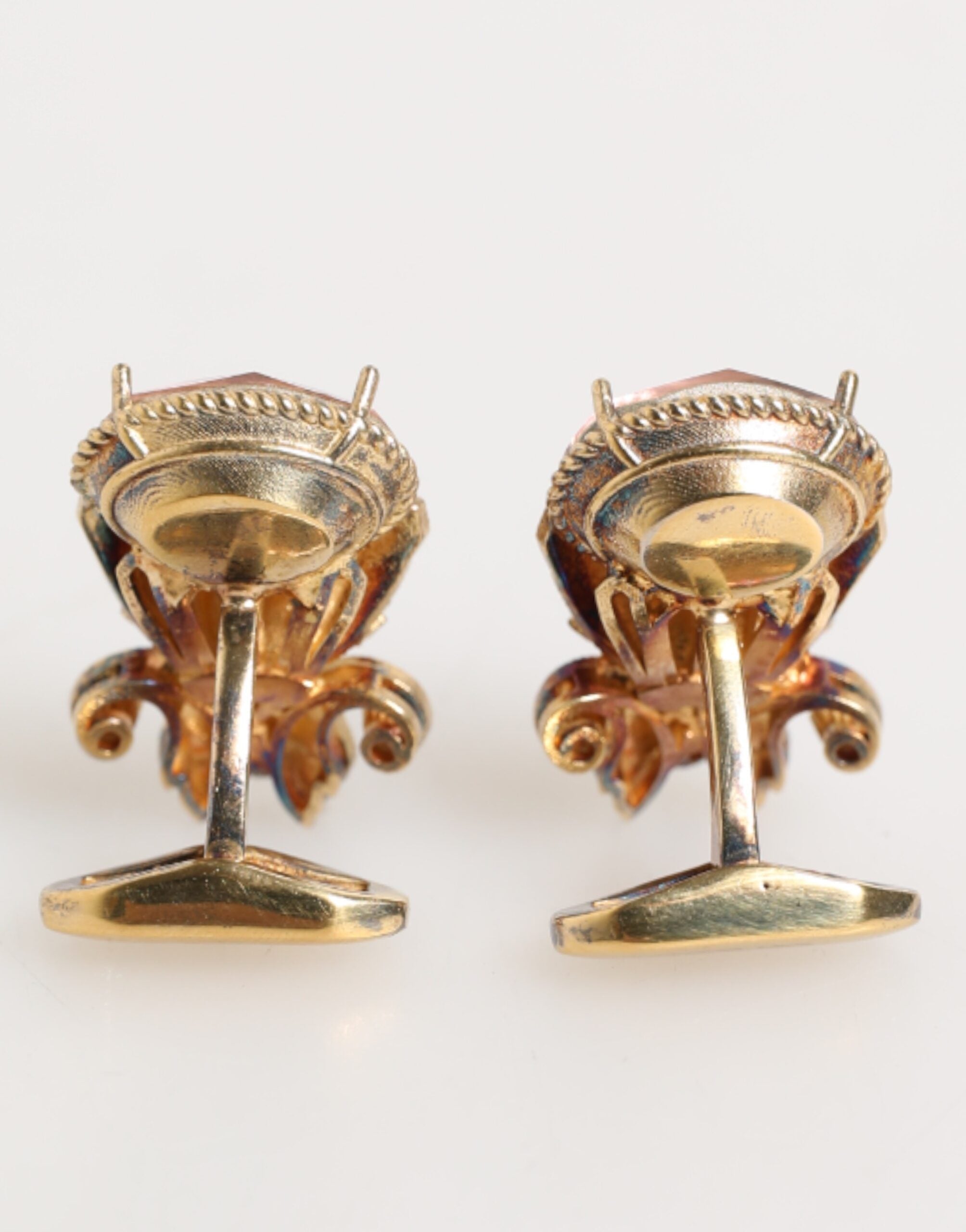 Dolce & Gabbana Gold Tone 925 Sterling Silver Crystal Accessory Cufflinks Dolce & Gabbana